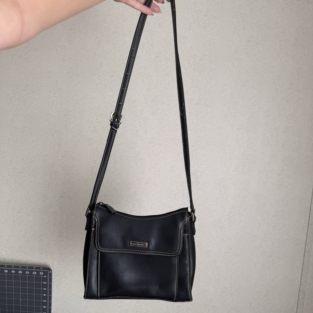Liz Claiborne Black Purse Wallet Pocket Y2K 2000s Crossbody Shoulder Bag